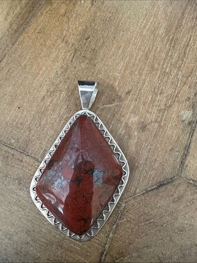 Sterling Silver Pendant with Red Jasper Stone